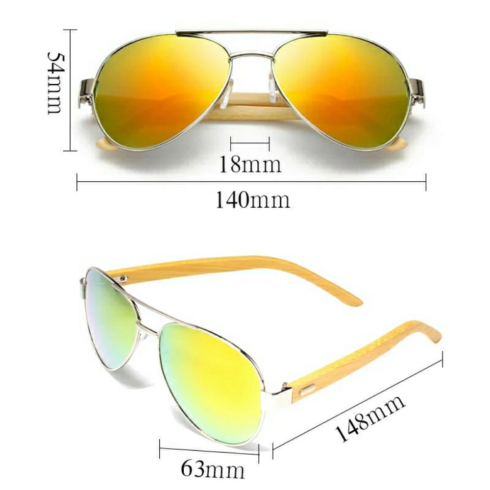NEW GENUINE BAMBOO POLARIZED AVIATOR SUNGLASSES - Picture 8 of 9